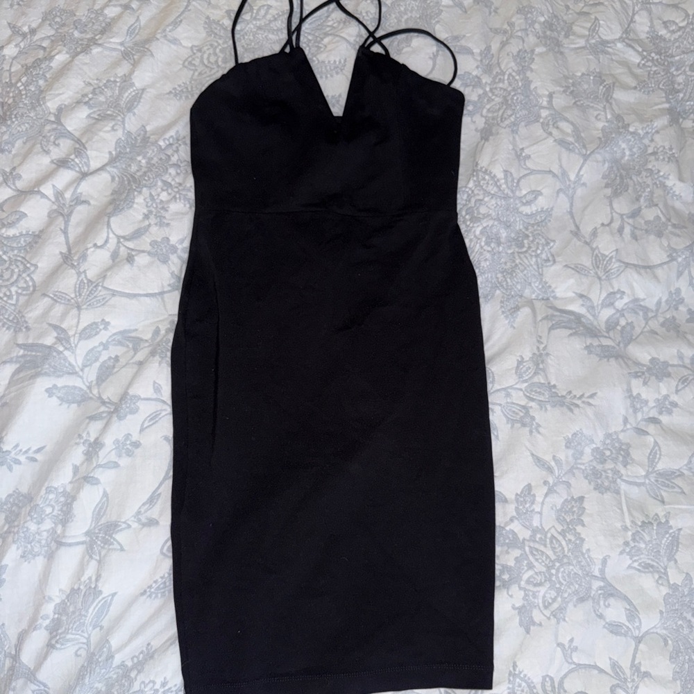 Windsor Black Spaghetti Strap Bodycon Mini Dress